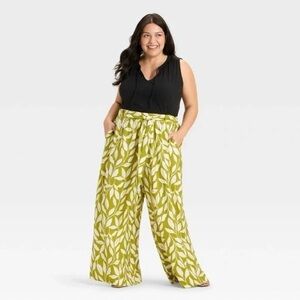 🔥$8🔥Ava & Viv - Wide Leg Tie Waist High Rise Flowy Pants